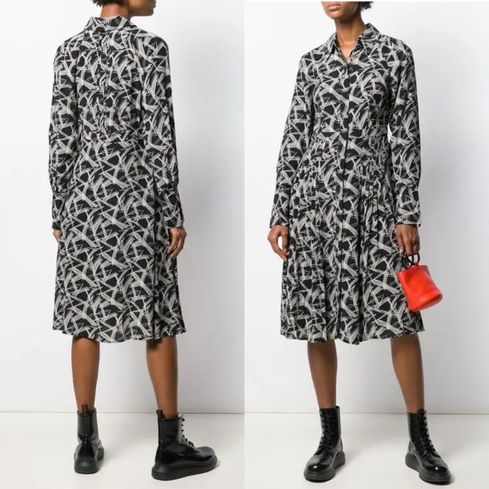 Equipment Black and White Midi Dress
